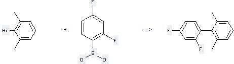 2,4-Difluorophenylboronic acid can react with 2-Bromo-1,3-dimethyl-benzene to get 2,4-Difluoro-2',6'-dimethyl-biphenyl.